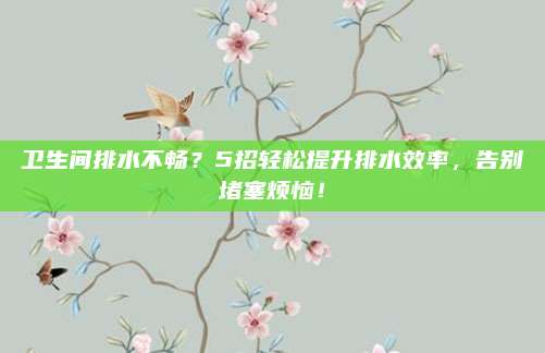 卫生间排水不畅？5招轻松提升排水效率，告别堵塞烦恼！