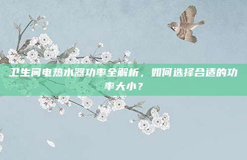 卫生间电热水器功率全解析，如何选择合适的功率大小？