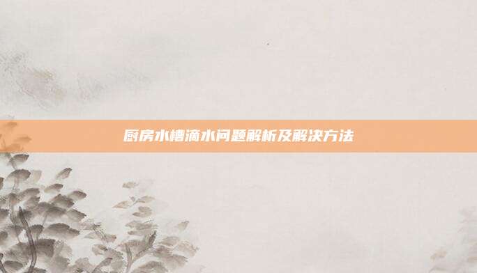 厨房水槽滴水问题解析及解决方法