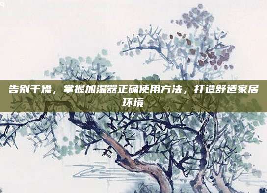 告别干燥，掌握加湿器正确使用方法，打造舒适家居环境