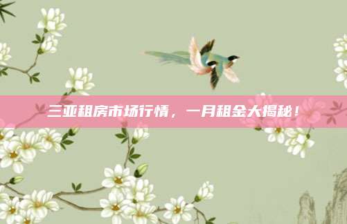 三亚租房市场行情，一月租金大揭秘！