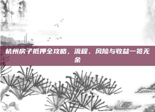 杭州房子抵押全攻略，流程、风险与收益一览无余