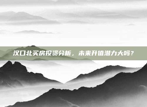 汉口北买房投资分析，未来升值潜力大吗？