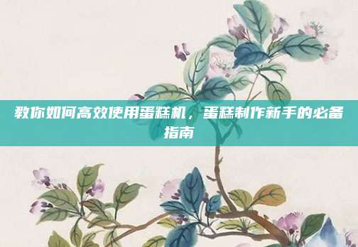 教你如何高效使用蛋糕机，蛋糕制作新手的必备指南