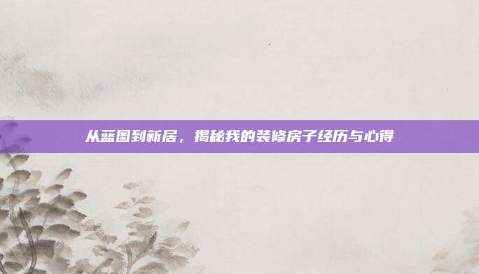 从蓝图到新居，揭秘我的装修房子经历与心得
