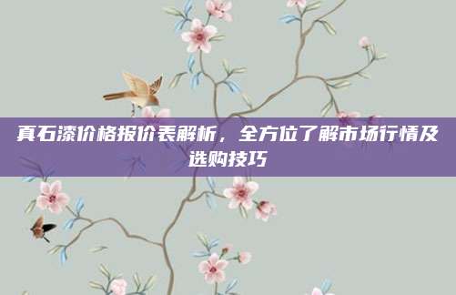 真石漆价格报价表解析，全方位了解市场行情及选购技巧