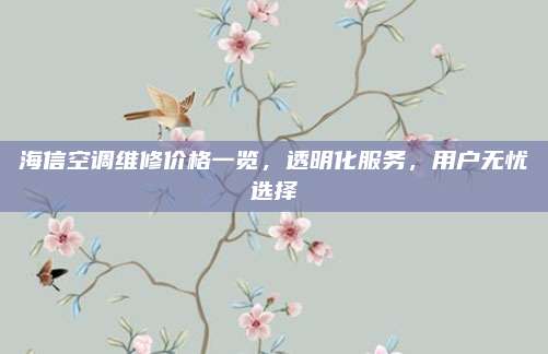 海信空调维修价格一览，透明化服务，用户无忧选择