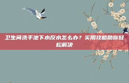 卫生间洗手池下水反水怎么办？实用攻略助你轻松解决