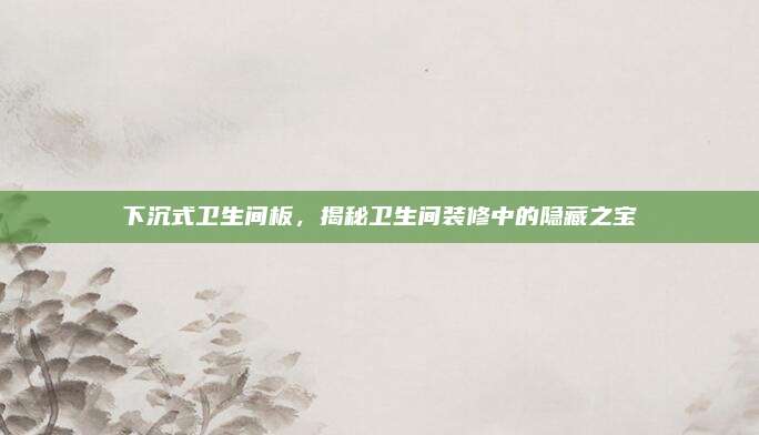 下沉式卫生间板，揭秘卫生间装修中的隐藏之宝
