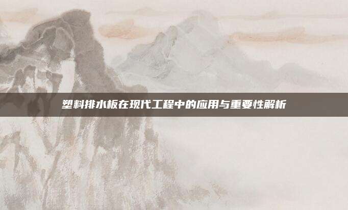 塑料排水板在现代工程中的应用与重要性解析