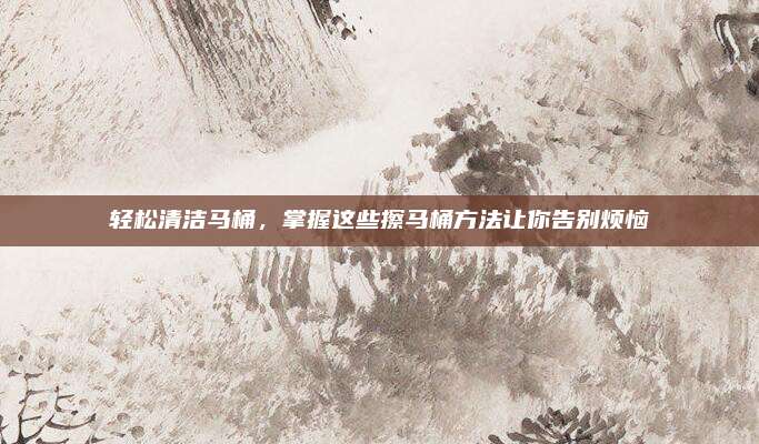 轻松清洁马桶，掌握这些擦马桶方法让你告别烦恼