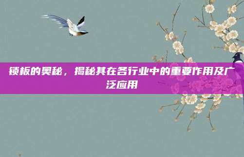 锁板的奥秘，揭秘其在各行业中的重要作用及广泛应用