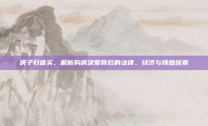房子归谁买，解析购房决策背后的法律、经济与情感因素