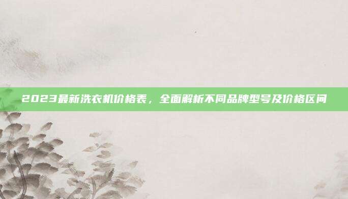 2023最新洗衣机价格表，全面解析不同品牌型号及价格区间