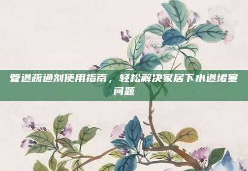 管道疏通剂使用指南，轻松解决家居下水道堵塞问题