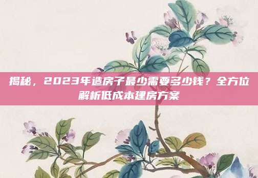 揭秘，2023年造房子最少需要多少钱？全方位解析低成本建房方案