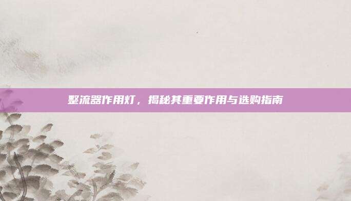 整流器作用灯，揭秘其重要作用与选购指南