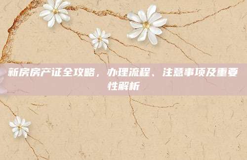 新房房产证全攻略，办理流程、注意事项及重要性解析