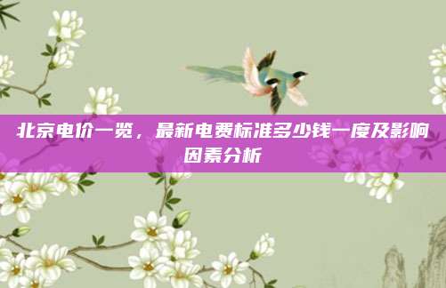 北京电价一览，最新电费标准多少钱一度及影响因素分析