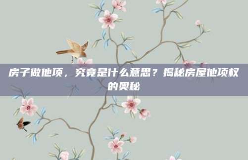 房子做他项，究竟是什么意思？揭秘房屋他项权的奥秘