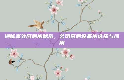 揭秘高效厨房的秘密，公司厨房设备的选择与应用