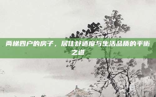 两梯四户的房子，居住舒适度与生活品质的平衡之道
